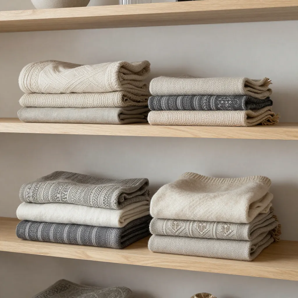 Merino wool blanket in natural grey tones
