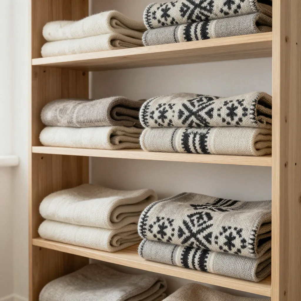 Recycled wool blanket in earthy colours
