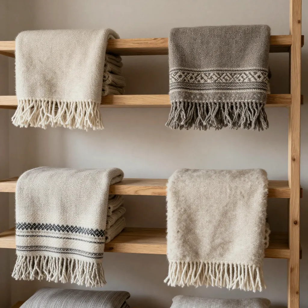 Cozy living room with wool throw